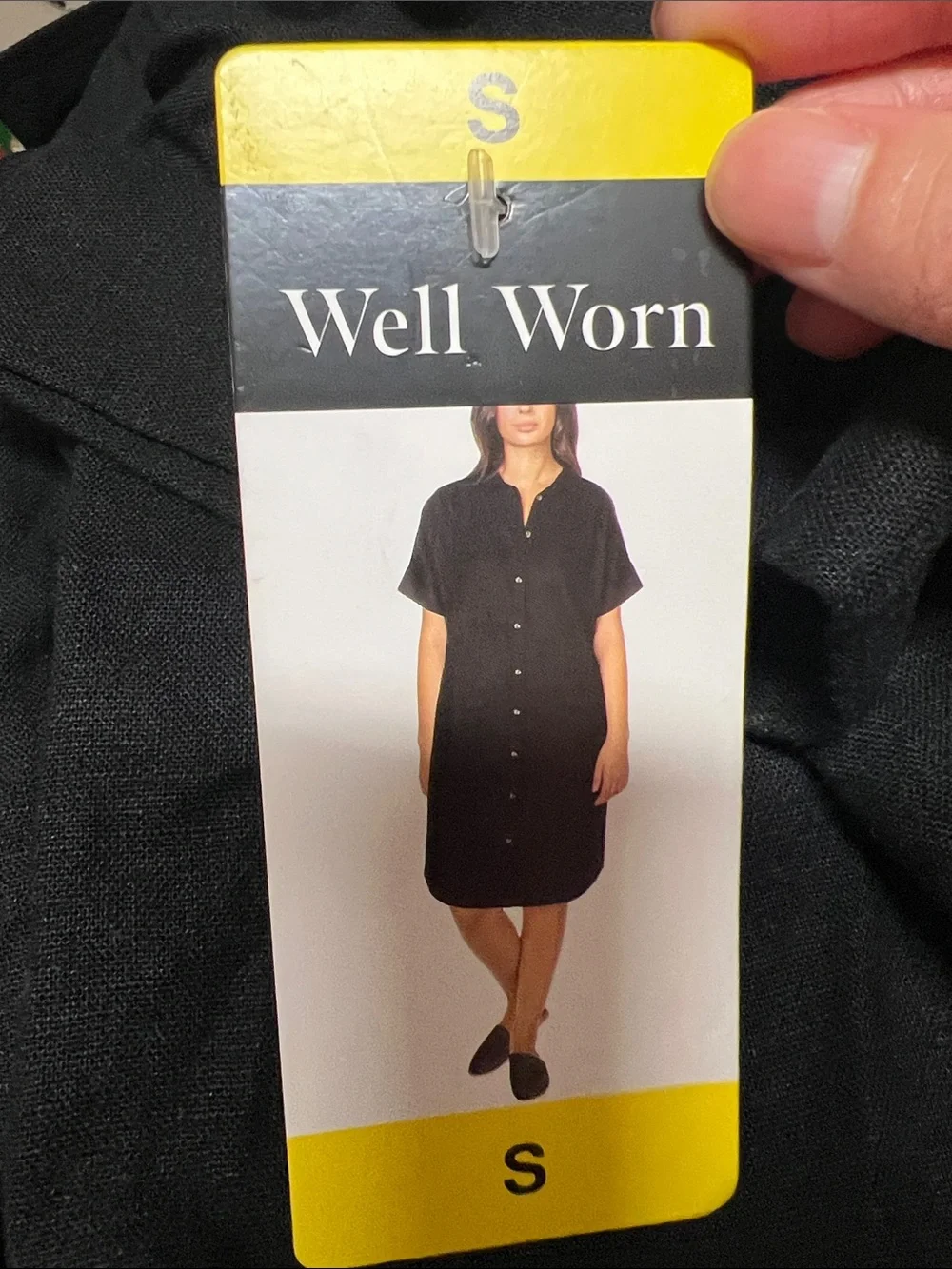 NWT‎ well worn button down shirt black linen dress with pockets